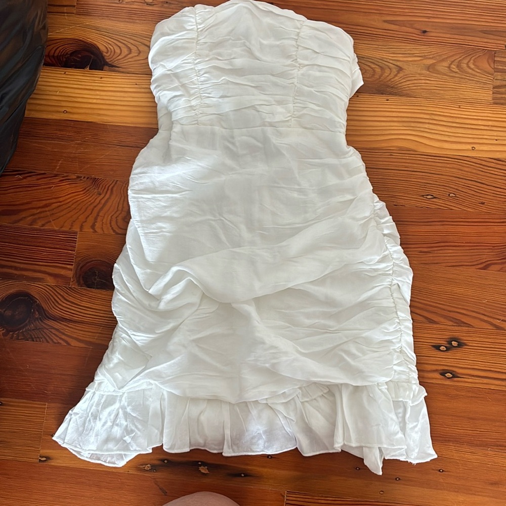 Hello Molly, cute short, white dress tie back